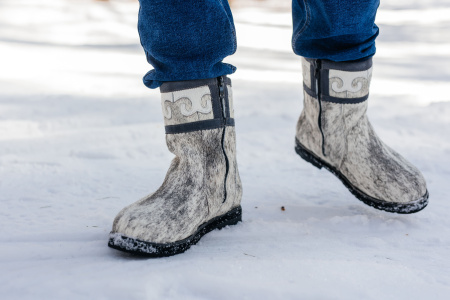 Мужские полусапоги из камуса лошади "Орнамент"